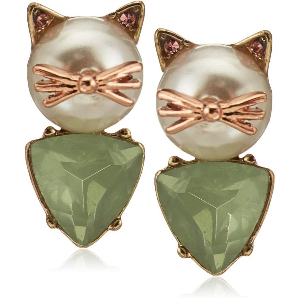 Women's Johnson Cat Stud Earrings Delicate Stone Accents At Ear